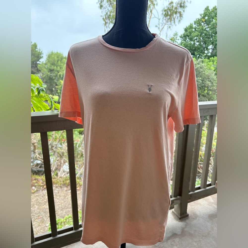 AllSaints Peach cotton crew neck Tshirt size Medium